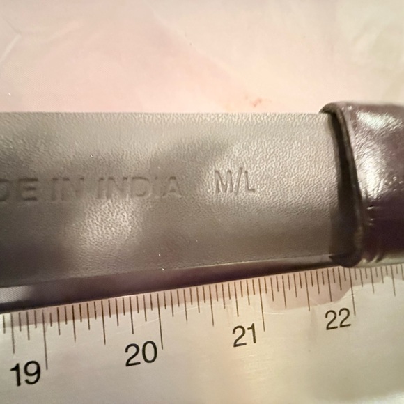 Chico's Gold and Brown Crocodile Embossed Leather 1”Belt Size M/L - Picture 4 of 7